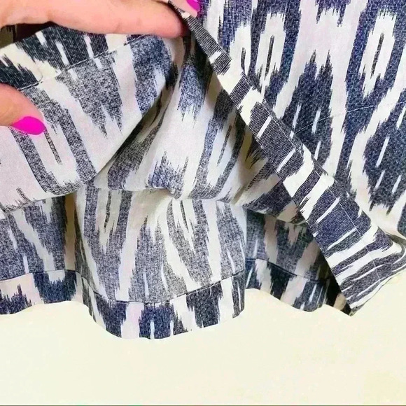 J. Crew Geometric Print Peasant Ruffle Flounce Cropped Cotton Tank Top Size 2 - Picture 7 of 14